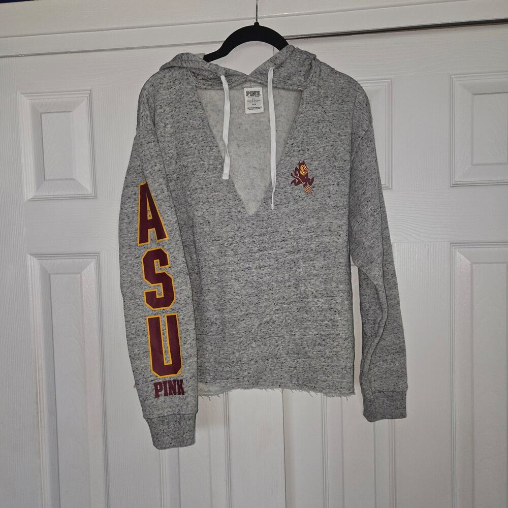 ink Victoria Secret Cropped Hoodie Sweatshirt V Neck Medium ASU Arizona State